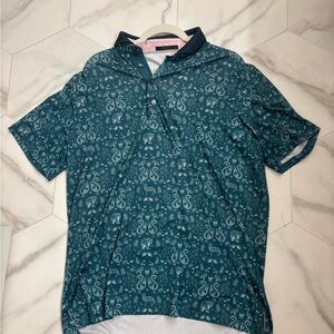 Greyson Teal Graphic Polo Shirt
